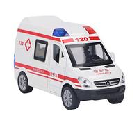Fdit Mini Voiture Rétractable en Alliage 14x6x7.5cm, Jouet Intéressant avec Musique Lumineuse et Couleurs Vives pour Anniversaire D'enfants (Ambulance de taille moyenne)
