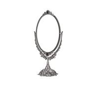 Fdit Miroir de Maquillage Vintage, Miroir à Main Rotatif Double Face Durable en Alliage de Zinc avec Support Réglable à 360 Degrés, pour Table, Salle de Bain, Décoration (Trompette Antique en étain)