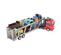 Fdit Modèle de Camion Transporteur, Ensemble de 7 Pièces, Fonction de Traction, Transporteur de Transport, Jouet en Alliage, 12,6 Pouces, Récompenses en Classe, Amateurs de Collection (Rouge, avec