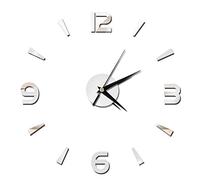 Fdit Moderne DIY sans Cadre Horloge Murale 3D Horloge Murale Miroir Autocollant Montre Moderne Home Office Décorations Cadeau(Argent)