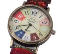 Fdit Montre pour Femme Style Bohème Multicolore, Boîtier en Laiton avec Bracelet Réglable en Cuir PU, Montre Tendance Bohème à Piles 377 pour Tenue Décontractée et (Blue)