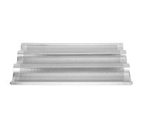 Fdit Moule à Baguette en Acier Inoxydable, Moule à Pain Français à 3 Cavités avec Trous de Drainage, Plaque de Cuisson en Acier Inoxydable 430 pour Baguettes Faites Maison et Pain