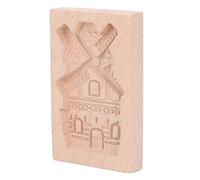 Fdit Moule à Biscuits en Bois, Moule de Cuisson en Bois de Hêtre avec Motif sculpté pour Biscuits, Pain D'épices et Pâtisseries, Outil de Gaufrage Réutilisable pour L'argile (Moulin à vent)