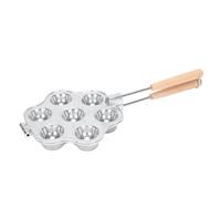 Fdit Moule à en Aluminium, Moule à 7 Cavités pour œufs et Mini Gâteaux, à Réutilisable avec Fond en Bois, Chauffage Uniforme pour Pâtisseries, Crêpes et Pudding