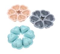 Fdit Moule à Gâteau Antiadhésif en Forme de Cœur pour la Cuisson, Moule à Muffins en Silicone Flexible en Forme de Cœur pour la Cuisine Domestique, Ensemble de 3 Pièces pour les Gourmets et les