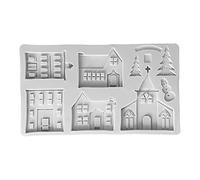Fdit Moule à Gâteau en Silicone, Château D'arbre de Noël Hut Moule de Chocolat Fondant pour la Cuisson D'aromathérapie de Cuisson de Bricolage