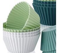 Fdit Moule à Muffins en Silicone Couleur Morandi pour Cuisson à la Vapeur, Congélation, 15 G pour Cupcakes, Gelée, Moule à Gâteau Précis, Outil de Cuisson, Scène Applicable, Cuisine (12PCS)