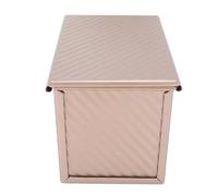 Fdit Moule à Pain en Acier au Carbone avec Revêtement Antiadhésif, Moule à Pain ondulé pour Pain et Gâteaux Faits Maison, Ustensiles de Cuisson Rectangulaires pour Four et -ondes (Or avec couvercle)