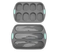 Fdit Moule à Pain en Silicone 2 Pièces, Moule à Pain Français perforé Antiadhésif avec Trous de Ventilation pour la Cuisson Maison