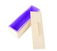 Fdit Moule à Savon en Silicone de 1200 Ml, Moule de Cuisson Alimentaire avec Coque en Bois Amovible pour la Confection de Gâteaux, Chocolats, Savons et gelées.
