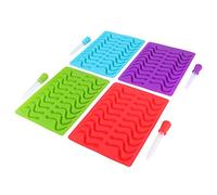 Fdit Moule à Ver de Terre en Silicone, Outil de Cuisson de qualité Alimentaire pour Bonbons, Cire de Chocolat, avec Compte-gouttes, Rouge Bleu Vert Violet 4 Pièces