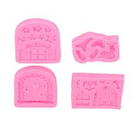 Fdit Moule de Jardin Féerique, 4 Pièces, Moule en Silicone Vintage enchanté avec Motif de Fleur de Champignon de Porte pour Décorations de Gâteaux de Bonbons Fondants au Chocolat