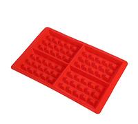Fdit Moule Gaufre Silicone Moule à gaufres 2pcs, Moule à gaufres en Silicone, Moule à Plateau de Cuisson de Forme carrée, Ensemble de Cuisson de Cuisine, Rouge