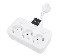 Fdit Multiprise D'extension à 3 Prises avec 3 Commutateurs Indépendants, 250 W Maximum, Cordon Court Ignifuge pour PC, pour la Maison, le Bureau, L'ordinateur Portable, le (WHITE)