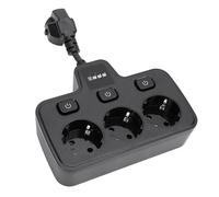 Fdit Multiprise D'extension à 3 Prises avec 3 Commutateurs Indépendants, 250 W Maximum, Cordon Court Ignifuge pour PC, pour la Maison, le Bureau, L'ordinateur Portable, le (BLACK)