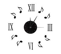 Fdit Mur de Bois Horloges Autocollant Note de Musique Notes de Musique 3D et Chiffres Romains Disque de Vinyle Design Intrieur Moderne Dcor la Maison