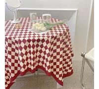 Fdit Nappe en Damier Vintage en Forme de Grille - Nappe à Carreaux pour Table Ronde Rectangulaire avec Pompon Fait à la Main - 4 Couleurs et 2 Tailles (100 * 150 cm)