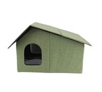 Fdit Niche D'extérieur pour Chat Fermée Résistante aux Intempéries avec Intérieur Spacieux pour Toutes Les Saisons, Adaptée aux Chats, Lin 25,2 X 16,93 X 15,35 Pouces (Vert OD)