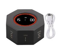 Fdit Octogone Minuteur cube avec capteur G, minuteur de productivité de bureau pour tâches, travail, étude, cuisine, 1 3 5 15 30 60 90 min Compte à rebours personnalisé (Noir)
