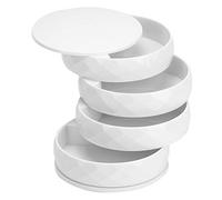 Fdit Organisateur de Bijoux Rotatif à 360 Degrés, Boîte de Rangement de Bijoux, Vitrine de avec 4 Couches pour Bagues, Boucles D'oreilles, Colliers, Accessoires (WHITE)