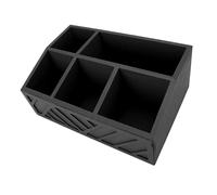 Fdit Organisateur de Rangement pour Sachets de thé en Bois avec Séparateurs, Plateau Polyvalent pour Dosettes de café et Tasses en Papier, Design Minimaliste pour Comptoir de Cuisine (BLACK)