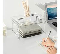 Fdit Organisateur Transparent Empilable, Support de Rangement Transparent en Plastique de qualité Supérieure pour la Papeterie D'outils de Cuisine de Maquillage, avec Disposition (Un niveau Taille