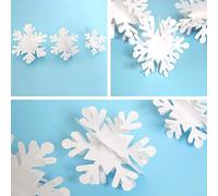 Fdit Ornement de Flocon de Neige 3D Guirlande de Flocon de Neige 3D Décorations de de 3 Mètres 12 Pièces 3 Tailles 10 Cm 18 Cm D'épaisseur en Carton avec Flocons de (White)