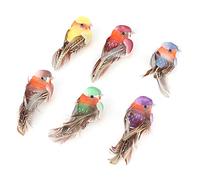 Fdit Ornements artificiels de simulation d'oiseaux pour jardin d'intérieur, 12 pièces mignon décor d'oiseau coloré sur scène d'artisanat