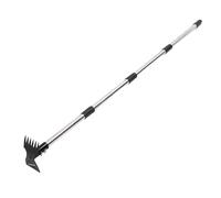 Fdit Outil D'arrachage de Mauvaises Herbes à Long Manche, Outil Manuel Robuste de Désherbage Debout Détachable 2 en 1 Râteau à Main Action Houe pour Jardin Pelouse Patio