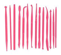 Fdit Outils de Modélisation D'argile, 14 Pièces Kit de Sculpture en Plastique PP à Double extrémité pour Gâteau Fondant Chocolat Bricolage Enfants Artisanat Jouets éducatifs pour (Rose rouge)