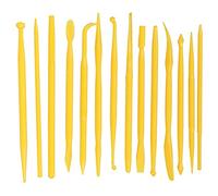 Fdit Outils de Modélisation D'argile, 14 Pièces Kit de Sculpture en Plastique PP à Double extrémité pour Gâteau Fondant Chocolat Bricolage Enfants Artisanat Jouets éducatifs pour (YELLOW)