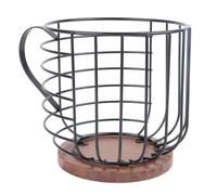 Fdit Panier de Rangement de Capsules de café de Grande capacité, en Forme de Tasse, Support en Fer Noir et en Bois de Pin pour Comptoir de Bar à café