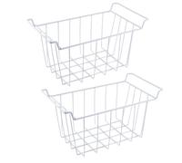Fdit Paniers de Rangement en Fil Métallique pour Congélateur, Lot de 2 Bacs de Rangement en Fil D'acier avec Poignées, Paniers de pour Congélateur, (L 39 cm x l 20 cm x H 20)