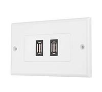 Fdit Panneau de Plaque Murale USB 2.0 à Double Port, Matériau ABS Résistant aux Chocs Robuste, avec Vis D'installation, pour la Décoration de Bâtiment de Bureau à Domicile D'hôtel