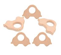 Fdit Paquet de 5 Jouets de Dentition en Bois Naturel pour bébé, Anneaux de Dentition en Bois de Hêtre Massif pour Nourrissons de 0 à 12 Mois, Cadeau de Fête Prénatale à Mâcher Sensoriel (Tapez 3)