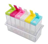 Fdit Paquet de 6 Boîtes D'assaisonnement en Plastique Transparent Pots à épices Récipients à Condiments avec Couvercle à Ouverture par Pression pour la Cuisine, la Cuisson, le