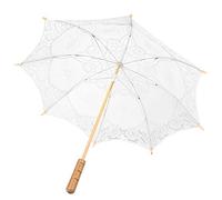 Fdit Parapluie de Mariée, Auvent en Dentelle, Parapluie en Coton avec Poignée en Bois pour Fêtes de Mariage, Accessoire de Photographie Dansant (Blanc lait grand format)