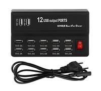 Fdit Parasurtenseur 12 Ports Multiples avec Chargeur Rapide Station USB 100-240V Concentrateur de Charge USB International avec Cordon et cosse Plate pour appareils Multiples(UE)