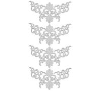 Fdit Patchs Brodés en Tissu, 4 Pièces Feng Word et Motif Pagode, Ensemble de Patchs de Couture DIY 8-22 Cm, Décoratifs pour la Réparation et L'artisanat de Vêtements (argent en forme de pagode)