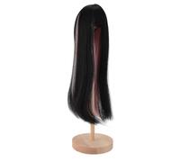 Fdit Perruque de Poupée Longue Bou Fibre Synthétique Haute Température avec Cuir Chevelu simulé pour Tête de Poupée 1/4 18,5-21 Cm Perruque Stylable Bicolore pour (Noir Rose)