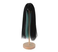 Fdit Perruque de Poupée Synthétique, Cheveux Longs Bouclés en Fibre Haute Température avec Cuir Chevelu simulé pour Poupées à L'échelle 1/4, Tête de 18,5 à 21 Cm, (vert noir)