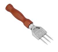 Fdit Pic à Glace, Pic à Glace en Acier Inoxydable avec Manche en Bois pour, Restaurants KTV, Tête Conique en Acier raffiné pour une de en Douceur (Petite fourchette à à trois têtes)