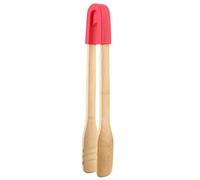 Fdit Pince à BBQ en Bois, Pince à Nourriture pour Buffet, de Cuisine, de Service avec Poignée en Silicone Antidérapante pour Salade, Gâteau, Pain, Steak, Barbecue (carré (rouge))