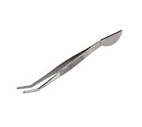 Fdit Pince à épiler en Acier Inoxydable pour Bonsaï, Longue Pince à épiler avec Tête de Spatule en Croissant de Lune Outil Professionnel pour Bonsaï Pointes Droites Dentelée avec Spatule(Courbé)