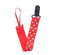 Fdit Pince/Support Universel pour Sucette pour bébé, Support de Jouet de Dentition Sûr, Sangle pour bébé, à la Mode et Portable pour Mobiles (point rouge)