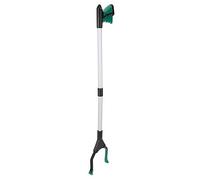 Fdit Pinces à Déchets Longues Pliantes Multifonctions, Ramasseur de 80 Cm en Alliage D'aluminium avec Tête Rotative à 90 °, Poignée Antidérapante en Caoutchouc pour le (tube argenté manche vert)