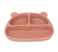 Fdit Plaque D'aspiration en Silicone Ours de Dessin animé pour Enfants avec Fixation Stable et Conception à 3 Cloisons, Adaptée pour Apprendre à Se Nourrir à la Maison et à la Maternelle (Plaque