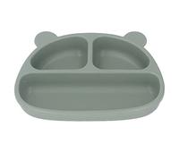 Fdit Plaque D'aspiration en Silicone Ours de Dessin animé pour Enfants avec Fixation Stable et Conception à 3 Cloisons, Adaptée pour Apprendre à Se Nourrir à la Maison et à la Maternelle (Plaque