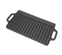 Fdit Plaque de Cuisson Teppanyaki en Fonte, Grill Double Face avec 2 Poignées Ergonomiques pour Steaks, Poulet, Crêpes, Bacon et œufs. (51x23CM)