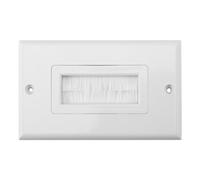 Fdit Plaque Murale à Brosse, Couvercle de Passage de Câble Blanc en ABS avec Conception de Poils pour Barrière Anti-poussière, Convient aux Supports de Plaques de Plâtre Standard (se lever)